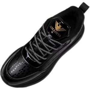 MIKEJIE Mens Shoes New Leather Cowhide Air Cushion Mens Korean Version Trend Waterproof Non-slip Casual Sports Dad Shoes
