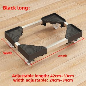 Thickened Square Universal Wheel Base Plant Pot Tray Extendable Rolling Stand Modern Simple Style Stainless Steel Flower Stand