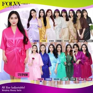 FOLVA Baju Tidur Piyama Wanita Kimono Bridesmaid robe satin all size