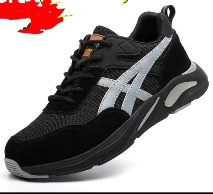Sepatu Safety Sporty Sneakers 127 Hitam Ujung Besi Ringan Sepatu