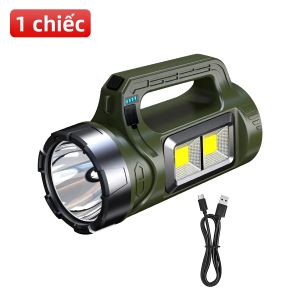 2026 Đèn Pin LED Mạnh Mẽ USB & Đèn Pin COB Có Thể Sạc Lại Bằng Năng Lượng Mặt Trời Đèn Pha Di Động Đèn Pin Di Động Cho Cắm Trại Ngoài Trời Đèn Chiếu Sáng Tầm Xa Không Thấm Nước