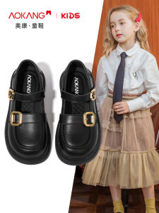 Aokang Girls Performance Shoes Soft Bottom Black Single Shoes Student Show Shoes Spring Autumn Season Kids Footwear