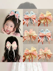 NING ZHOU | Pearl Lace Bow Ribbon Hair Clip for Girls