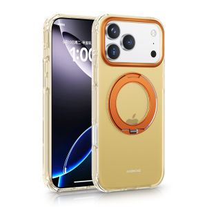 For MagSafe Phone Case with 360° Rotating Ring Holder Kickstand For iPhone 17 16 Pro Max Translucent Shockproof Protective Cover