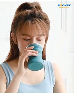 2pcs Collapsible Silicone Collapsible Travel Cup With Lid Outdoor Camping Food Grade Silicone Portable Water Bottle Mug