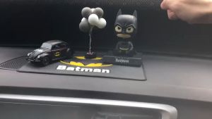 Ready Stock! Hot New cute Batman Car Dolls Head Shaking Model Car Ornaments Phone Holder Dashboard Decoration full set car Interior Decoration