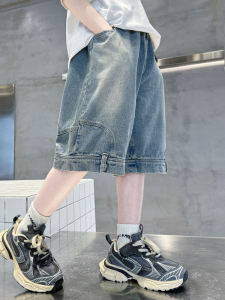 Summer Thin Denim Shorts for Boys Kids Clothing Outerwear Workwear Trendy Streetwear Medium to Large Childrens Jeans