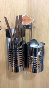 Ống đũa KAG-ODM42 có 2 ngăn  kệ đũa đôi hình quả táo Inox dập khuôn cao cấp SUS304 sáng bóng sử dụng vĩnh viễn