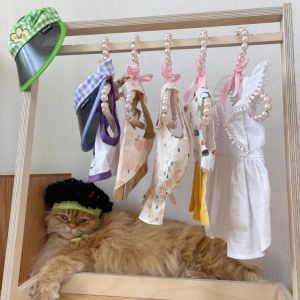 Super Cute Pet Mini Pearl Clothes Hanger Teddy Kitten Puppy Clothes Hanger Cotton Clothes Doll Baby Clothes Hanger