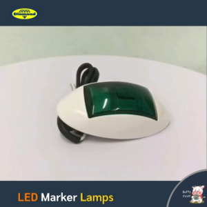 ไฟสัญญาณ LED แต่งรถยนต์/รถบรรทุก สีเขียว เบ้าขาว พร้อมปลั๊กไฟและสาย LED 10-33V ป้องกันน้ำ IP67 (01-246M)