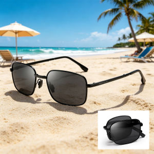 SEEMELO Photochromic Sunglasses Foldable Men Women Polarized Chameleon Glasses Driving Goggles Anti-glare Sun Glasses Night Vision Lens UV Protection Chic Retro Sun glasses