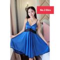 New arrival Dress satin Renda pita/Baju tidur Bunda/Daster satin Renda bunga/Midi dress babydoll satin fit M-L-XL-XXL. 