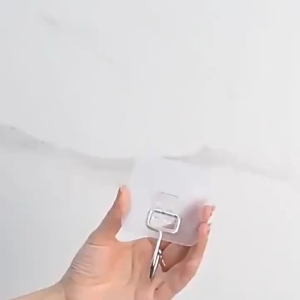 5pcs Transparent Wall Hooks Holder Self Adhesive Door Wall Hangers Strong Adhesive No Trace Plastic Hook for Kitchen Bathroom Storage Organizer Hooks