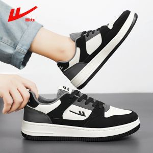 Warrior Mens Shoes Full Black Board Shoes Autumn Shoes for Work Breathable Kitchen Lightweight Not Tired Feet Soft Sole Sneakers
