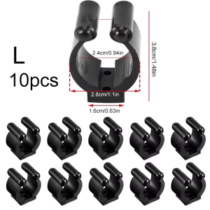 Ackibbik 10pcs Wall Mount Fishing Rod Holder Rack Storage Clips Pole Racks Fishing Rod Rack Billiards Snooker Cue Locating Clip