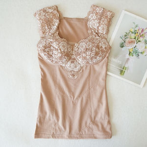 Thickened Shoulder Pad Bralette Waist Support Abdomen Control Pure Cotton Lace Flower Design Womens Underwear Tank Top