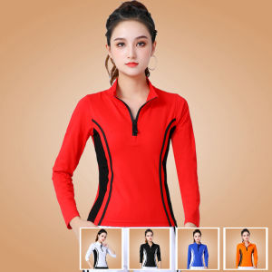 Chunni Brand Long Sleeve Fitness Dance Top for Women 50-59 Years Old Pure Cotton Solid Color Square Dancing Gymnastics Outfit