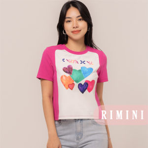 RIMINI - Kaos Wanita Lengan Pendek Casual Two-Tone Printed Size XS-3XL - Ebella Top CC32268