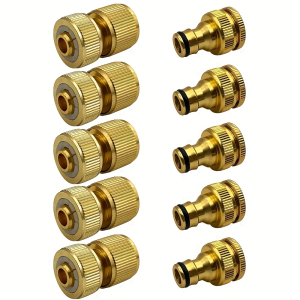 6/10pcs EU Standard Aluminum Hose Connector Set - 1/2 & 3/4 Tap Fitting + 1/2(13-16mm) Quick Connect for Garden Pipes