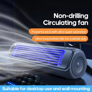 Portable Air Circulator 2000mAh Desktop Mini Rechargeable Fan Wall Non-drilling Silent Tower Fan 3 Speeds Adjustable