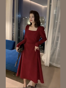 korean elegant red dress for christmas party plus size 2xl bodycon long black cocktail dress formal