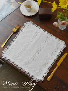 Túi Đựng Đồ Ăn Kiểu Pháp INS Pure Cotton White Heat Resistant Pad Retro American Western Dining Plate Mat Vase Cloth