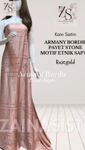 1/2 METER BAHAN KAIN ARMANY SILK BORDIR MOTIF ETNIK SAPTO PREMIUM MOTIF TERKINI