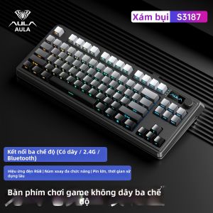 AULA | Bàn Phím Không Dây Bluetooth Ba Chế Độ Cảm Giác Cơ