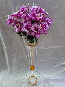 BUNGA HIASAN RUANG TAMU BUNGA MORNING  GLORY K18  BERIKUT VAS   STANDING CORONG BESI BUNGA POJOK BINGA SUDUT RUANGAN