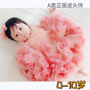 ชุดเดรสเด็กผู้หญิงสไตล์เจ้าหญิง ชุดรับประทานอาหารวันเกิด ชุดเด็กอายุ 100 วัน ชุดวันเด็ก ชุดกระโปรงทรง Tutu คอตตอน เสื้อผ้าเด็กผู้หญิง