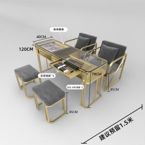 Yongqi New Style Fashion Trending Manicure Table Double-Layer Glass Surface Single Double Three-Person Manicure Table Chair Set