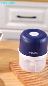 ECENTIO Dark Blue Mini Chopper Blender 6 Pisau 250ml Portable Penggiling Bumbu Dapur Portable Penumbuk Bawang