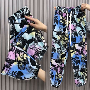 Quần Dài Thường Ngày Bằng Lụa Băng Mùa Hè Cho Nữ Quần Thể Thao Harajuku Nine Points Quần Dài Bó Tay Mỏng Thời Trang