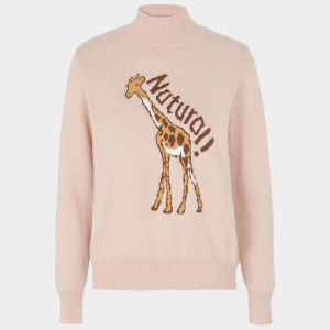 MY TENO | Fashionable Pink Knitted Sweater High Neck Long Sleeve Embroidered Top By My Teno For Women Autumn Collection Simple Commute Style