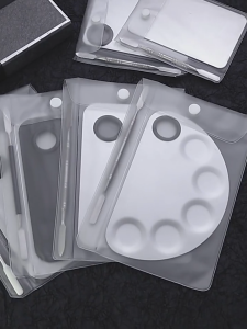 Bảng Palette Inox Trộn Kem Nền Kèm Que Tán Trang Điểm Bộ Khay Mix Kem Nền Chất Liệu Inox Không Gỉ Sáng Bóng Dễ Vệ Sinh TIDO TI DO
