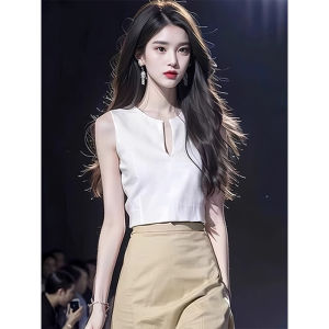 chaqi | Áo ba lỗ dây trắng nhỏ cho nữ mùa hè Áo khoác ngoài có đệm ngực Đầm lót bên trong Áo ba lỗ Mỹ gợi cảm Áo ba lỗ cổ chữ V