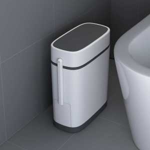 Integrated Toilet Brush And Trash Can Narrow Gap Press Type Bathroom Waste Bucket Paper Basket Hygienic Design for Bathrooms