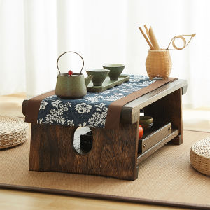 New Chinese Style Tatami Tea Table Solid Wood Window Seat Japanese Style Low Table Bedroom Balcony Tea Desk Artistic Design