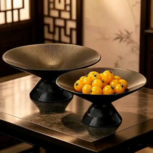 Đĩa Đựng Trái Cây Bằng Thủy Tinh 25CM Decor Trang Trí Văn Phòng Nhà Cửa Khách Sạn