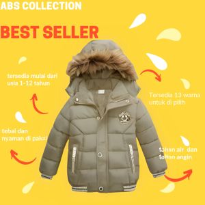 JAKET ANAK PEREMPUAN/LAKI" 1-12 WINTER/GELEMBUNG BULU KEPALA LEPAS