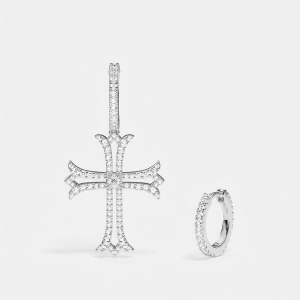 Asymmetric Hoop Earrings White Hollow XL