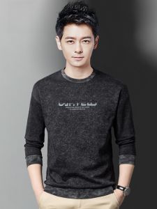 ROMON | Loose Casual Long Sleeve Round Neck Sweatshirt Romon Mens Fashionable Spring Autumn Top Antibacterial Cotton Polyester Blend