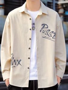 ROMON | เสื้อเชิ้ตแขนยาวผู้ชาย ทรงหลวม ทรงปกติ ไม่ต้องรีด ฤดูใบไม้ร่วง 2024 ผ้าโพลีเอสเตอร์ 100% ปกเสื้อคอปก