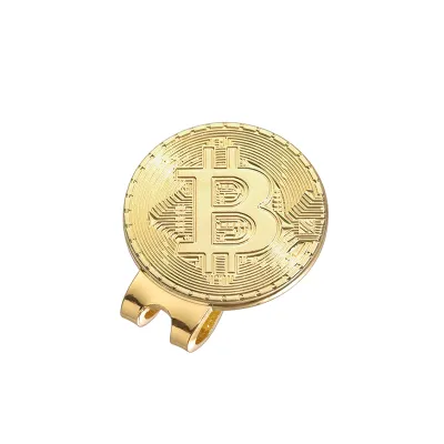 Sliver Golden Color Bitcoin Golf Ball Marker Magnetic Hat Clip Accessories Jewelry Golf Cap Clip Supplies Gift for Golfer Friend