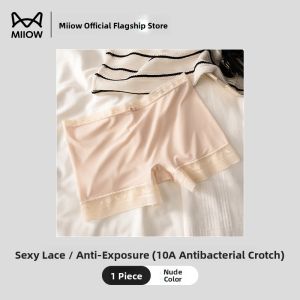 Miiow | Pure Cotton Womens Home Bottoming Anti-Light Lace Trim Boxer Shorts Safety Pants Two-In-One Flat Angle Pants Youth Suitable