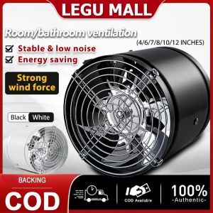 Cylinder Exhaust Fan 4/6/8/10/12 Inch All Metal Duct Air Ventilator Inline Exhaust Fan Industrial Window Exhaust Fan Indoor Ventilation Oil Fume Duct Fan Mini Extractor Bathroom Toilet Wall Fan Duct Fan Low Noise Exhaust