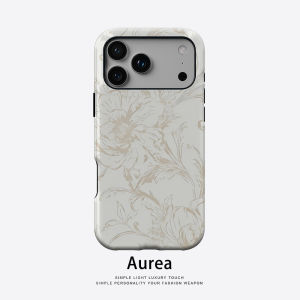 Potdemiel | Aurea Case Matte Bumper For Magsafe Case For iPhone 18 17 16 15 14 Plus 13 Pro Max Shockproof Hard PC Beige Baroque Floral Cover