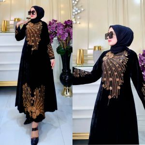 GAMIS ABAYA TURKEY BLUDRU BORDIR MERAK CENDRAWASIH