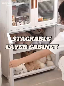 Stackable Multilayer Storage Cabinet with Wheels/Foldable Partitioned Rack/Plastic Storage Drawers