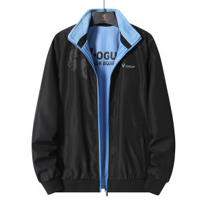 Spring and Autumn Men Thin Outwear Work Clothes Casual Sports Top Double-Sided Wear Loose plus Size Jacket Unlined Coat